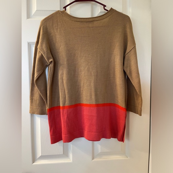 ann taylor LOFT women’s half sleeve camel brown and orange side button sweater - Picture 4 of 4